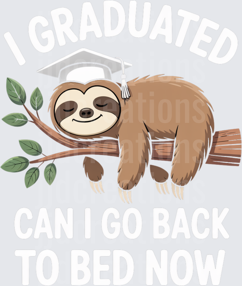 Graduation Sloth Hanging on Tree Branch with Cap and Tassel