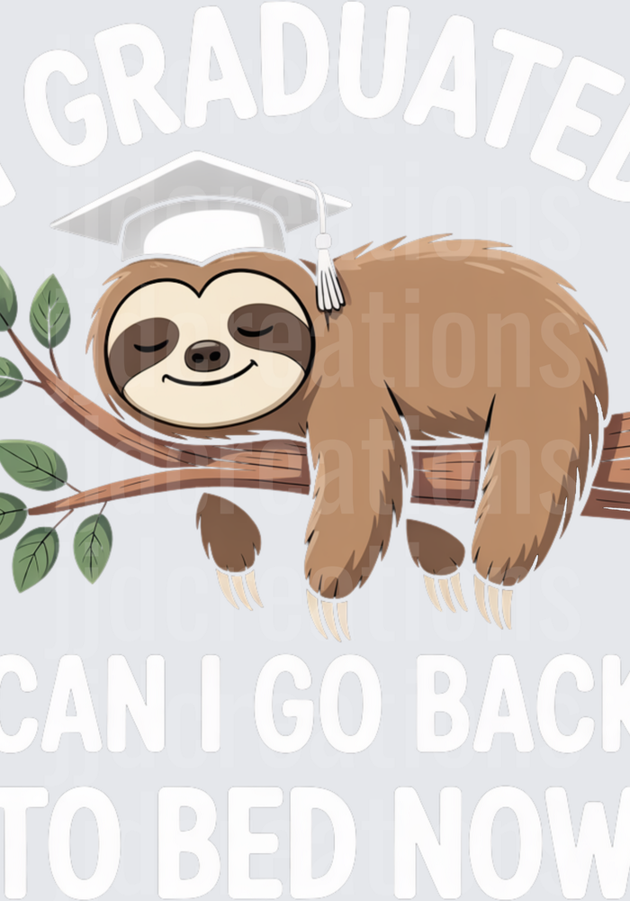 Graduation Sloth Hanging on Tree Branch with Cap and Tassel