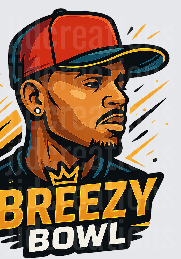 Breezy Bowl Hip Hop Portrait with Crown and Baseball Cap