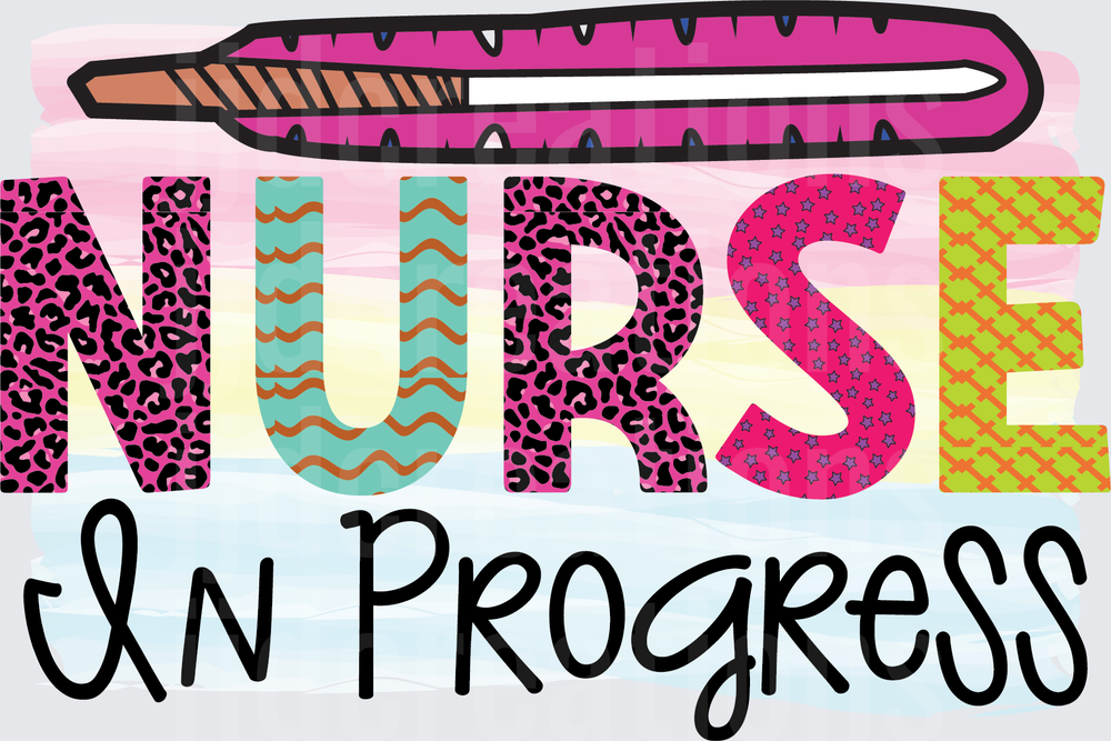 Nurse in Progress with Medical Syringe and Colorful Letters