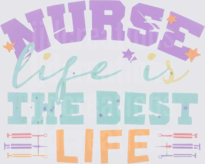 Nurse Life is the Best Life Medical Typography with Stars and Syringes