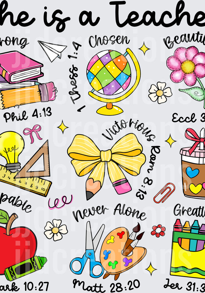 She is a Teacher Inspirational Biblical Verse Educational Elements