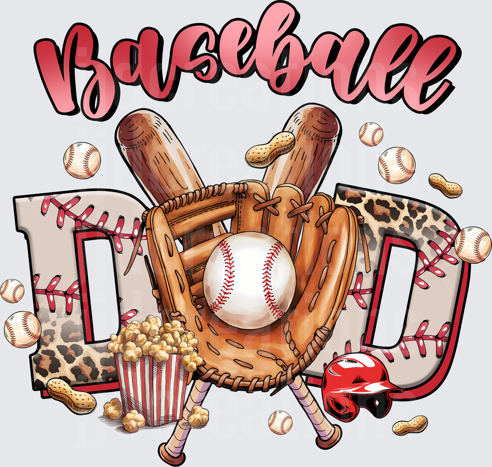 Baseball Mom with Glove Bats Popcorn and Leopard Print