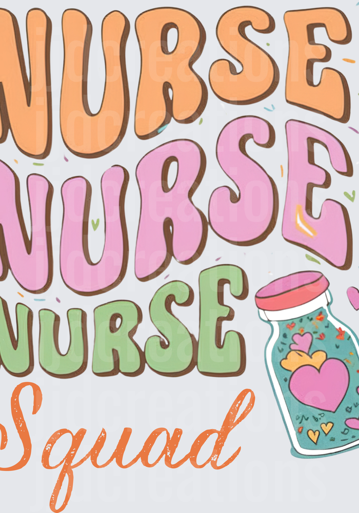 Nurse Squad Retro Typography with Heart Jar Design