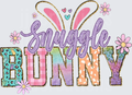 Snuggle Bunny Text with Colorful Patterned Letters and Flowers