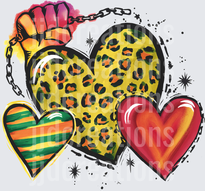 Break Every Chain Hearts with Leopard Print and Stripes