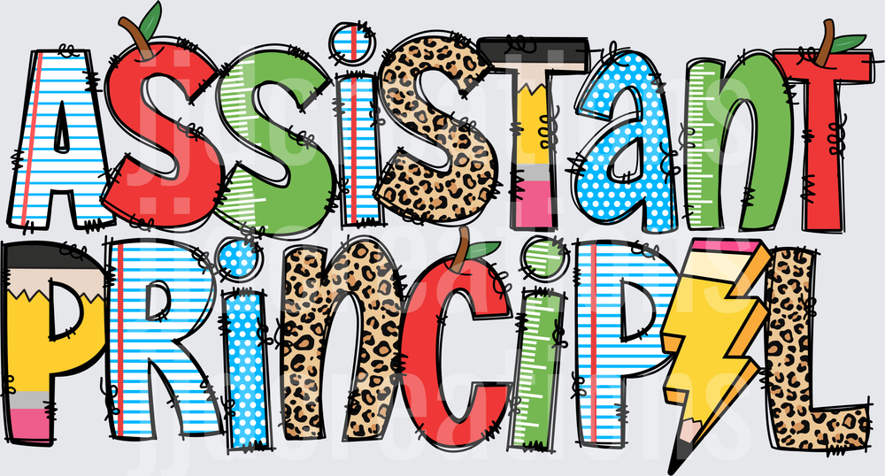 Assistant Principal School Supply Themed Text Design
