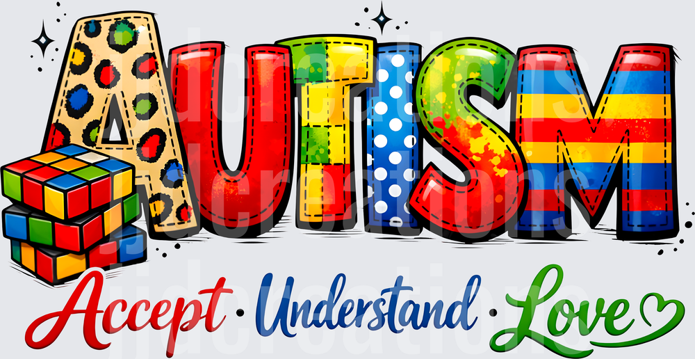 AUTISM Accept Understand Love with Rubik's Cube Awareness Design