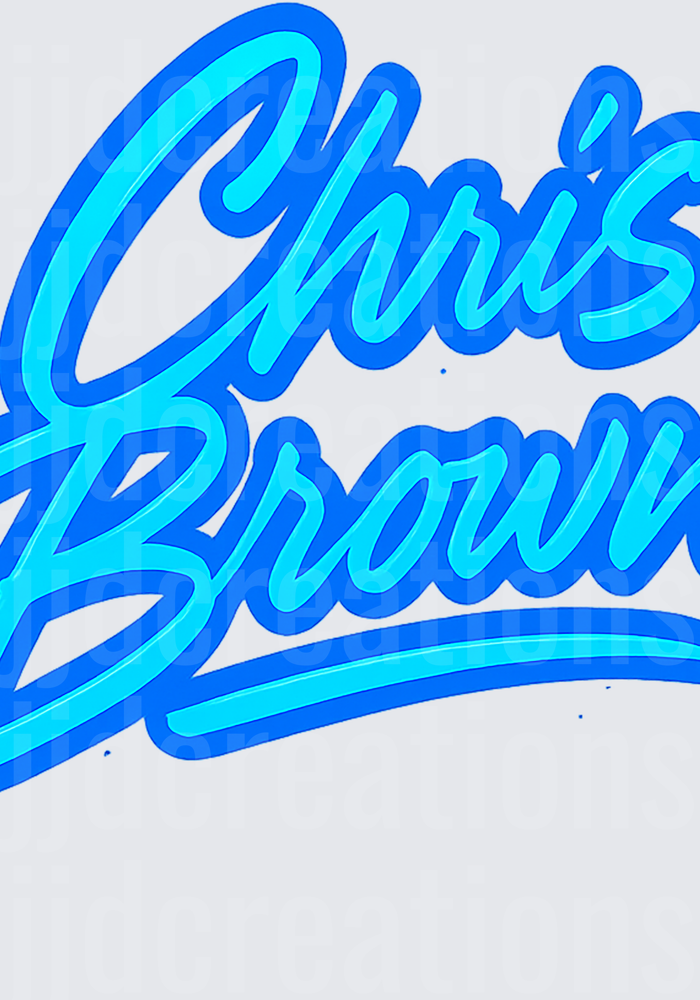 Chris Brown Blue Script Lettering Design