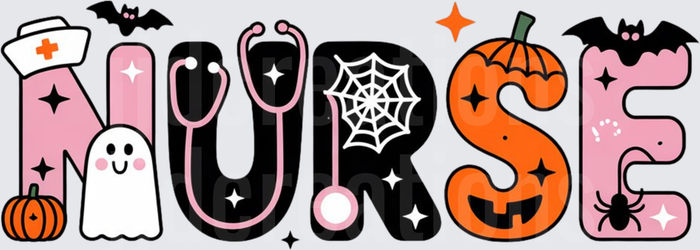 NURSE Halloween Design with Pink Letters and Spooky Elements
