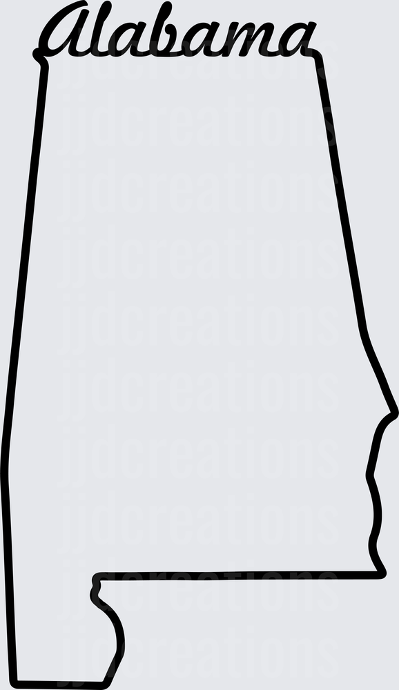 Alabama State Outline with Script Lettering