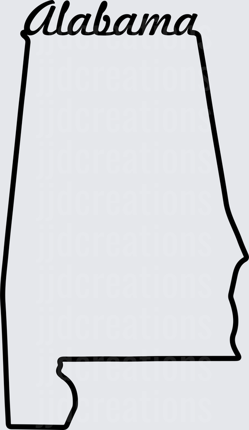 Alabama State Outline with Script Lettering