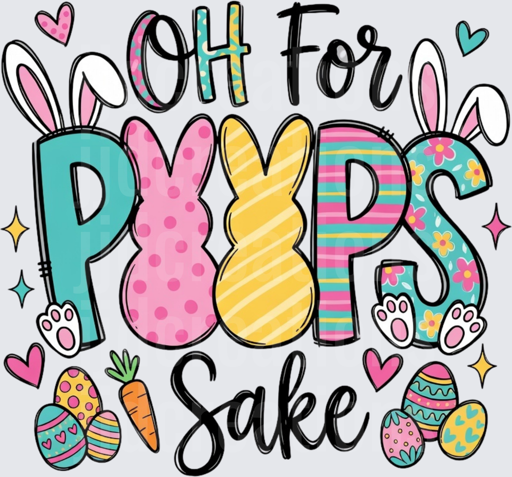 Oh For Peeps Sake Easter Bunny Silhouettes with Decorated Eggs