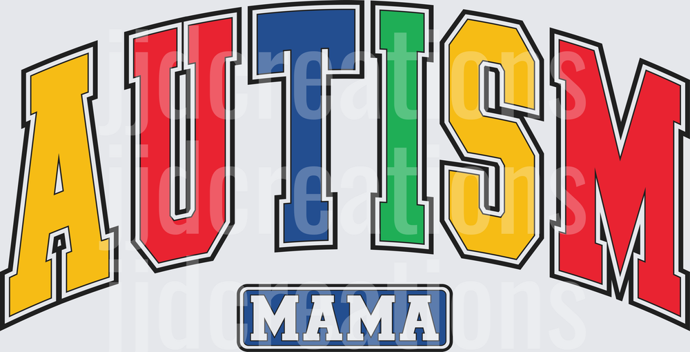 Autism Awareness Mama Colorful Block Letters Design