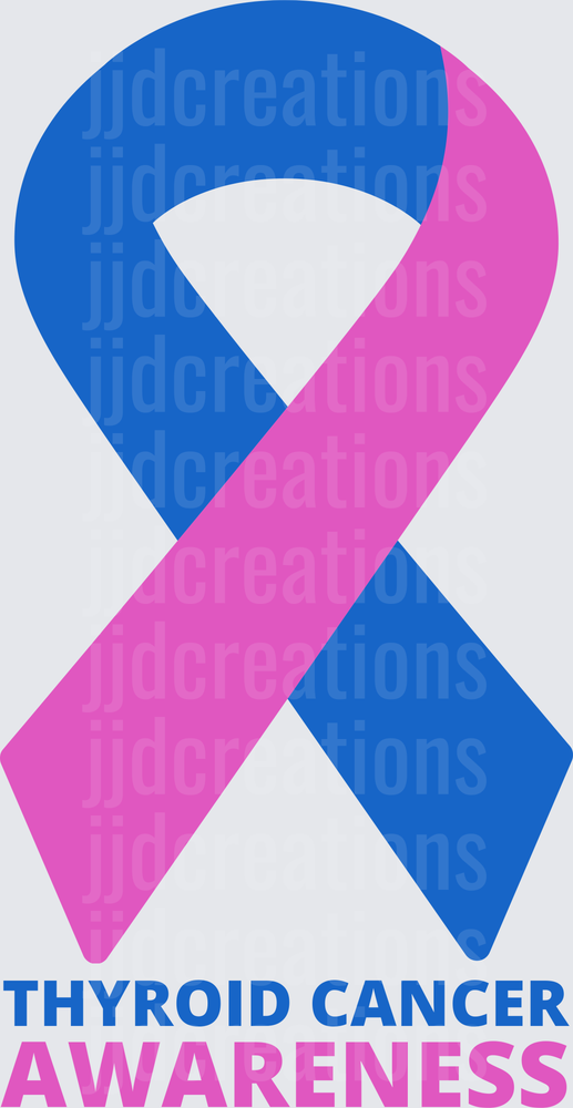 Thyroid Cancer Awareness Ribbon Blue and Pink Support Design
