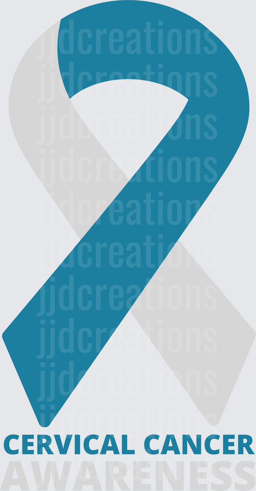 Cervical Cancer Awareness Teal and Gray Ribbon