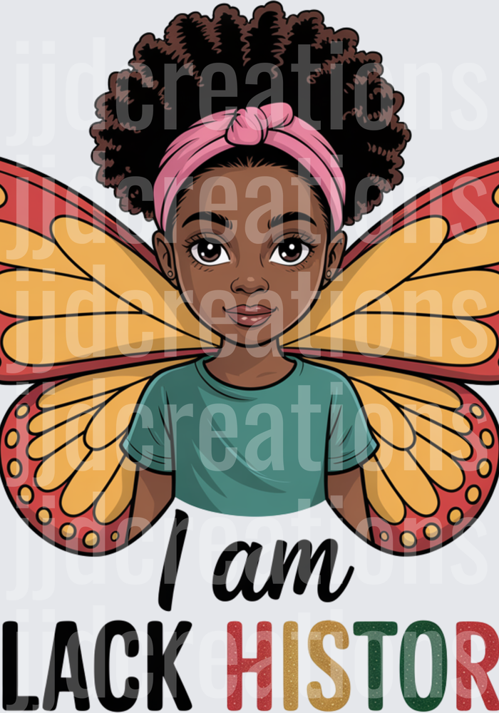 I Am Black History Young Girl with Butterfly Wings