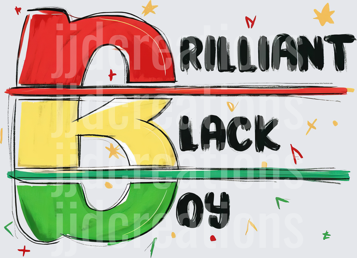 Brilliant Black Boy Red Yellow Green RBG Letters Design