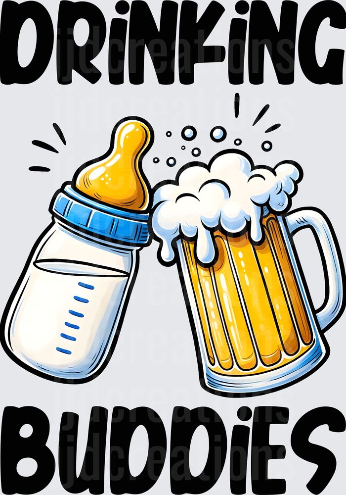 Drinking Buddies Baby Bottle and Beer Mug Design
