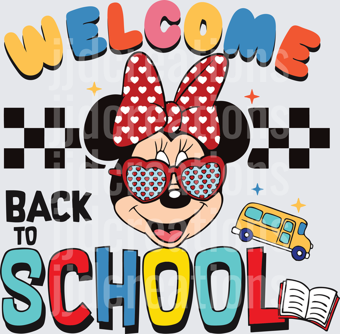 Welcome Back to School Minnie Mouse with Heart Sunglasses