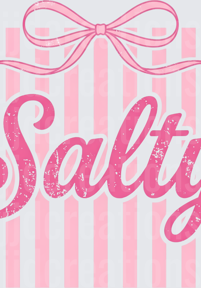 Salty Script Text with Pink Bow and Candy Stripes
