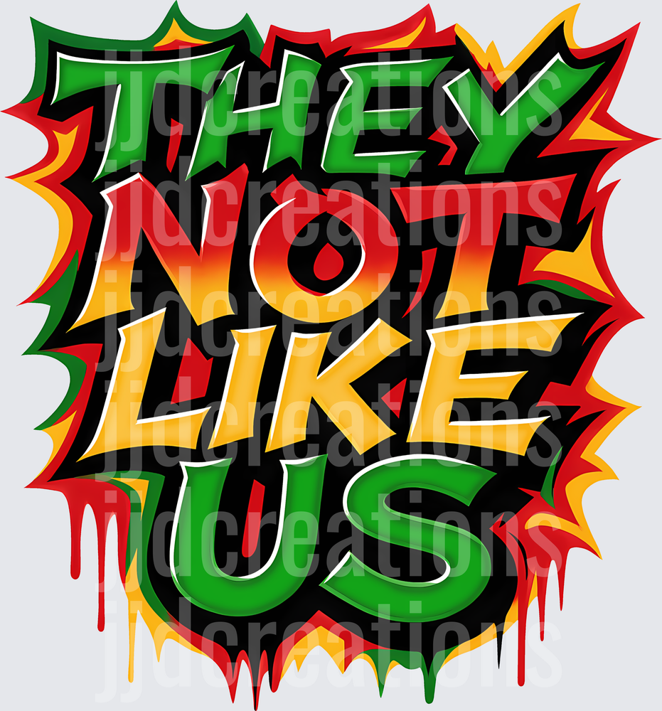 They Not Like Us Graffiti Style Text with Dripping Paint Effect