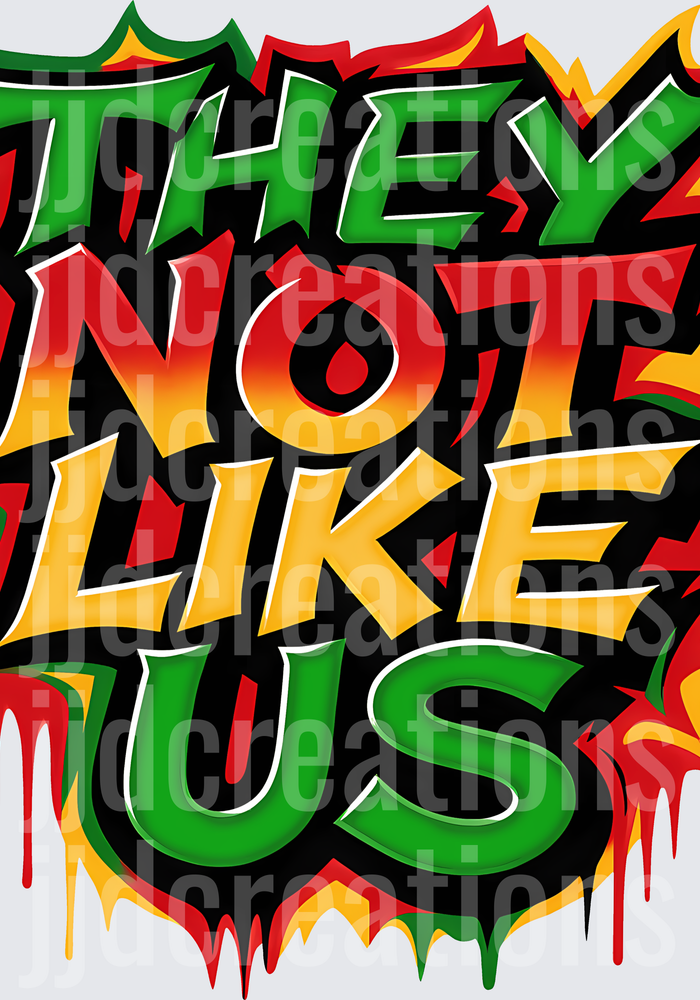 They Not Like Us Graffiti Style Text with Dripping Paint Effect