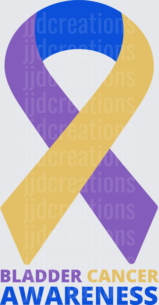 Bladder Cancer Awareness Ribbon in Purple Gold and Blue